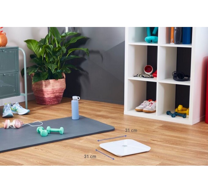 Ваги Tefal підлогові Goodvibes Sport, 180кг, Bluetooth, 4xAAA в комплекті, скло, білий