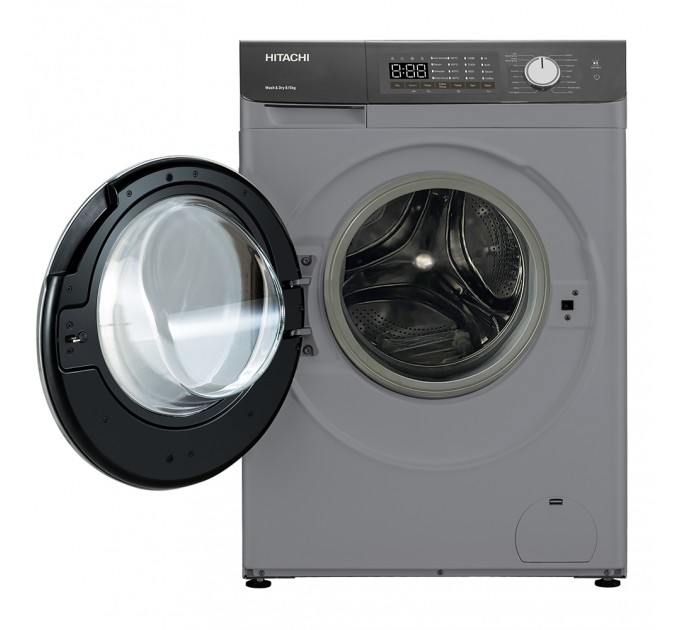 Стирально-сушильная машина Hitachi фронтальная, 8(5)кг, 1400, A, 60см, дисплей, пар, инвертор, серебристый