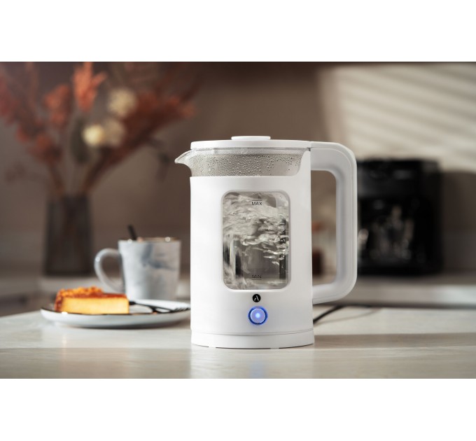 Электрочайник ARDESTO 1.5л, стекло+пластик, белый