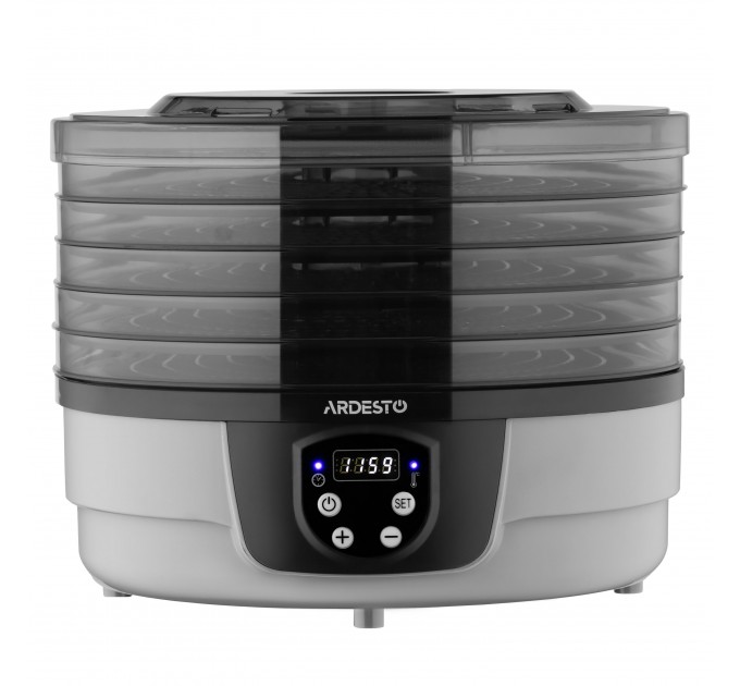 Сушка для продуктов ARDESTO FDB-532TTC, 250Вт, поддонов -5x3см, диаметр-32см, макс-70°С, таймер, электр. управление, пластик, белый