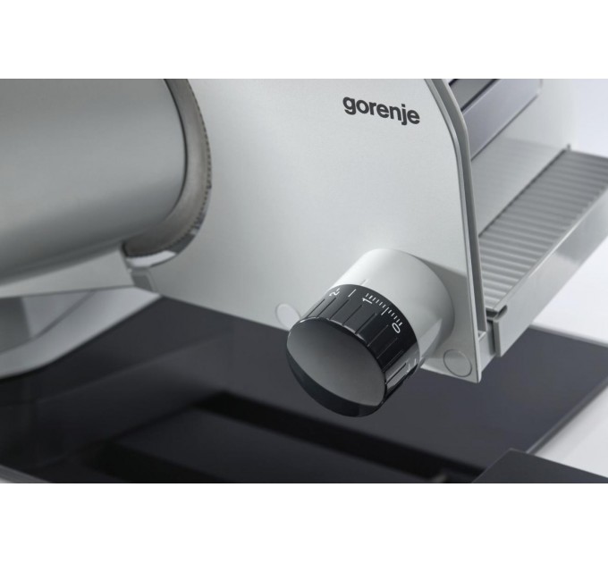 Ломтерезка Gorenje, 100Вт, лезвие-нерж.сталь, диаметр ножа-170мм, корпус-металл, серый
