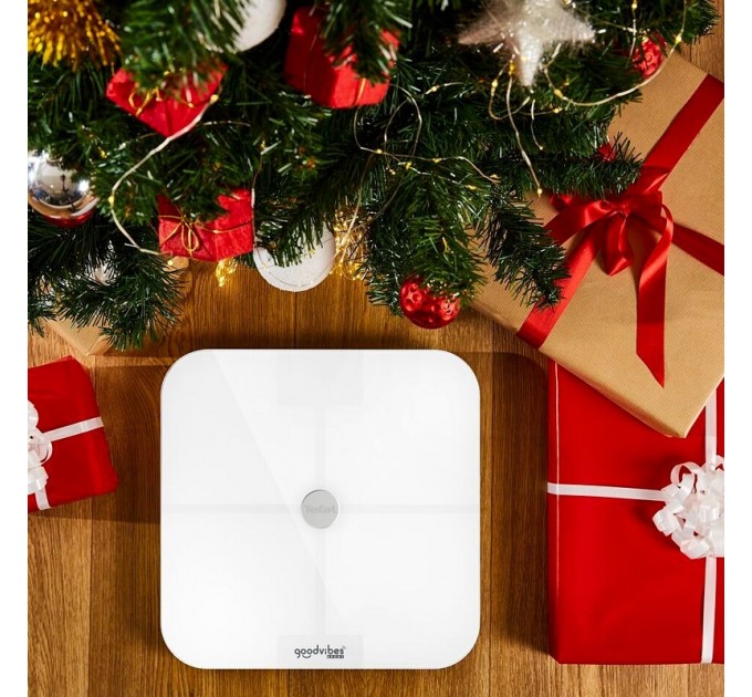 Ваги Tefal підлогові Goodvibes Sport, 180кг, Bluetooth, 4xAAA в комплекті, скло, білий