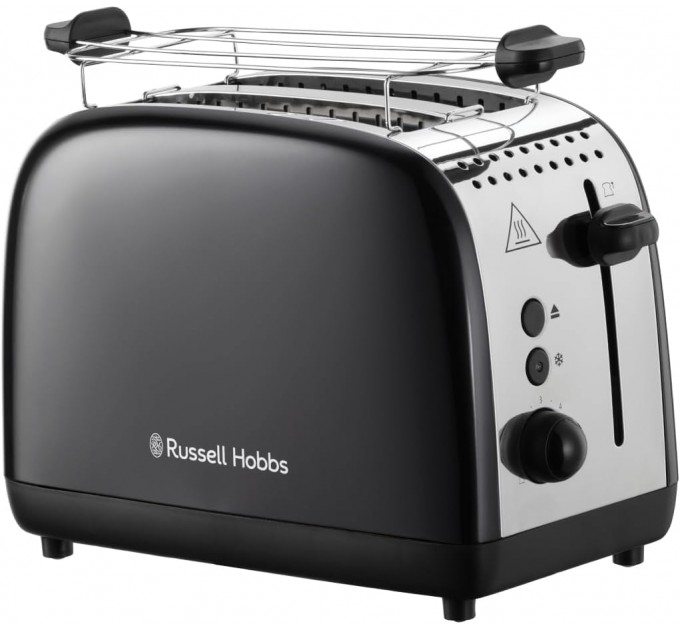 Тостер Russell Hobbs Colours Plus 1600Вт, подогрев, разморозка, металл, черный