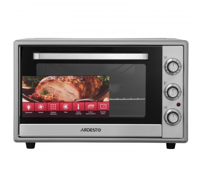 Піч електрична ARDESTO, 60л, 2000Вт, механіч., конвекція, подвійне скло, сірий