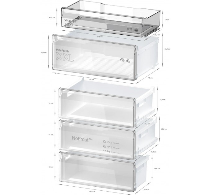 Холодильник Bosch с нижн. мороз., 203x70x67, xолод.отд.-310л, мороз.отд.-120л, 2дв., А++, NF, дисплей, нерж