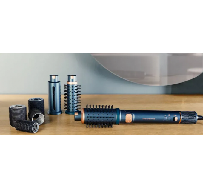 Фен-щетка Rowenta Air Rotate, 1300Вт, режимов-4, иониз-я, хол. обдув, функция фена, керамика, черный