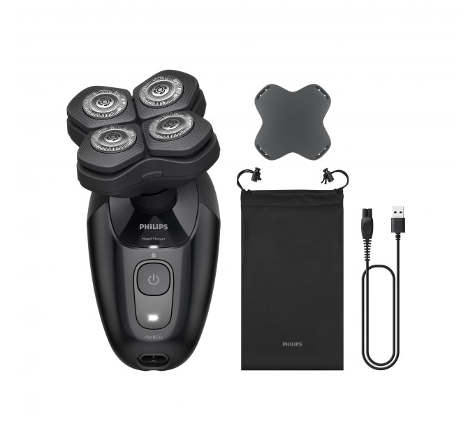 Бритва електр. для головы Philips Pro Series 5000, бритв.головок-4, Li-Ion, сух.+влажн., сталь, черный