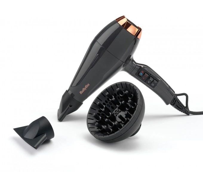 Фен Babyliss Air Pro, 2200Вт, 2 режими, дифузор, іоніз-я, хол. обдув, чорний