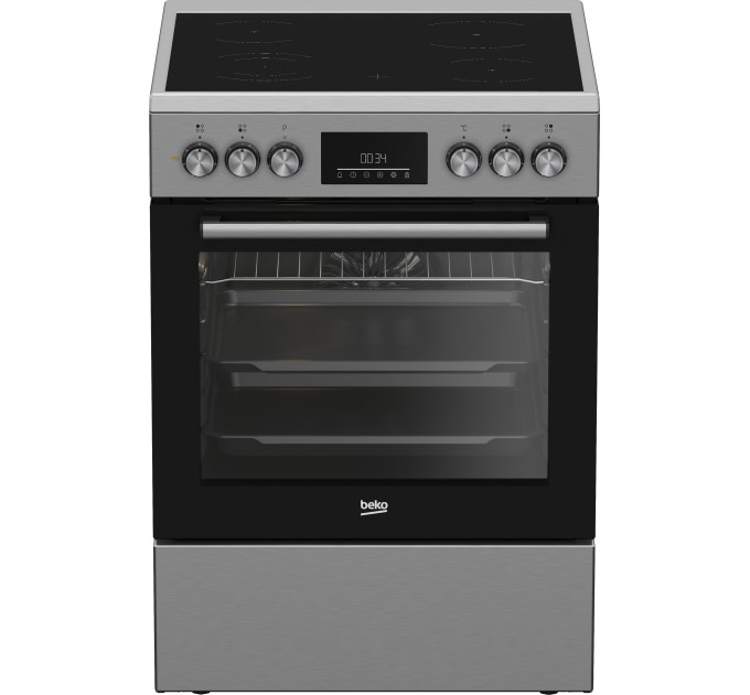 Плита Beko электрическая стеклокерамическая, 66л, 60x60см, дисплей, конвекция, нерж