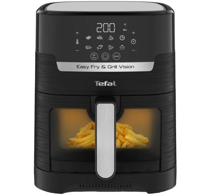 Мультипіч Tefal Easy Fry&Grill Vision Window, 1550Вт, чаша-4.2л, сенсорне керув., 10 програм, з віконцем, пластик, чорний