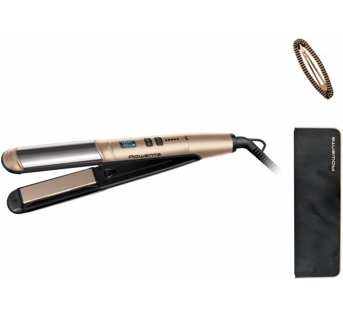 Випрямляч Rowenta Glam & Shine 2в1, темп.режимів-8, 140-210С, дисплей, кераміка, золотий