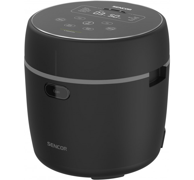 Рисоварка Sencor 350Вт, чаша-0.6л, LED дисплей, алюминий, нерж.сталь, пластик, черный