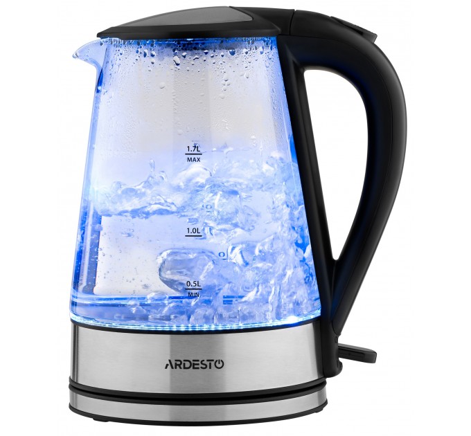 Электрочайник ARDESTO 1.7л, Strix, стекло, чёрный