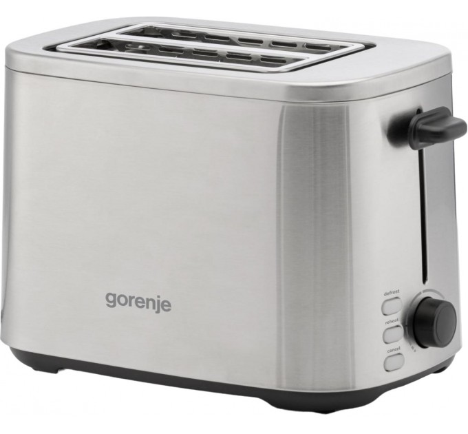 Тостер Gorenje 800Вт, підігрів, розморожування, пластик, сріблястий
