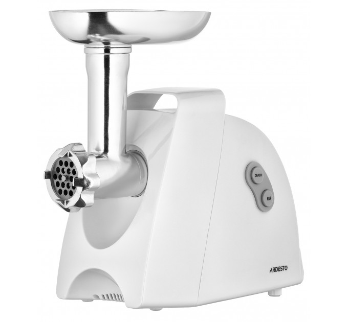 Мясорубка ARDESTO, 1900Вт, 1.8кг/мин, 3 решетки, насадка для колбас, кеббе, 4 терки, пластик, белый