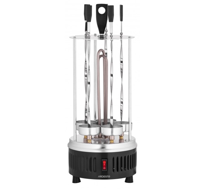 Електрошашличниця ARDESTO 900 Вт, 5 шампурів, обертання 360°, U-подібні нагрівачі, алюмін. кожух, нерж