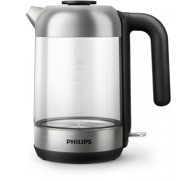 Електрочайник Philips Series 5000 1.7л, скло, чорно-сріблястий
