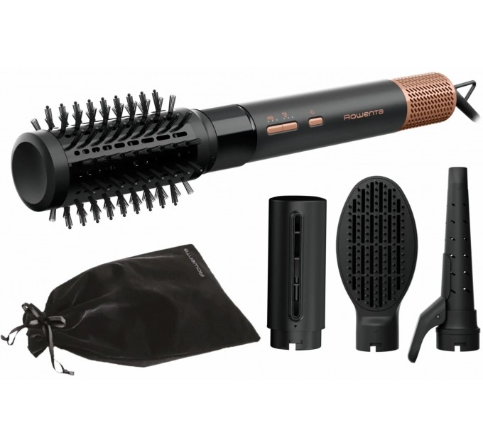 Фен-щетка Rowenta Air Rotate, 1300Вт, режимов-3, иониз-я, хол. обдув, 4 насадки, керамика, черный
