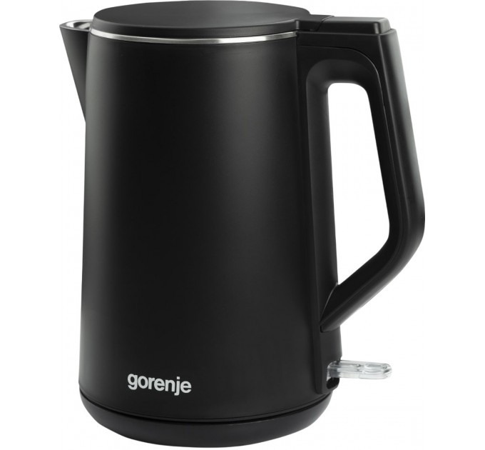 Электрочайник Gorenje, 1,5л, 2,200 Вт, корпус- нержав., Strix, матовый, черный