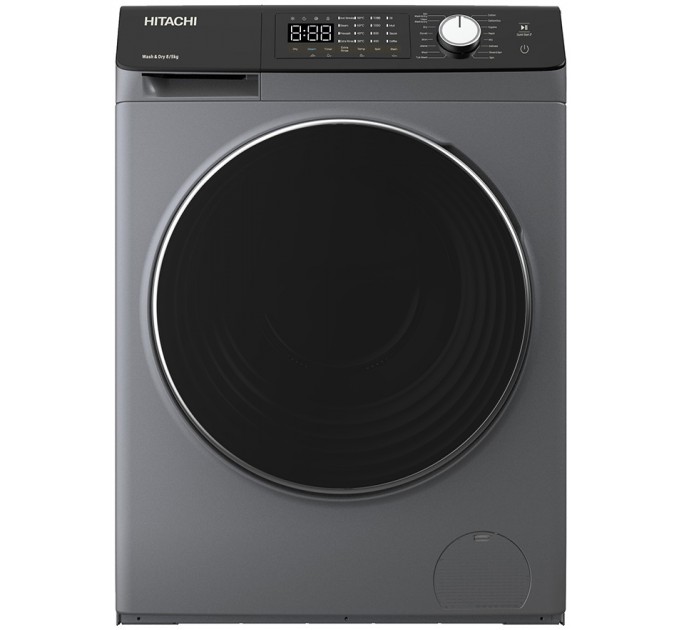 Стирально-сушильная машина Hitachi фронтальная, 8(5)кг, 1400, A, 60см, дисплей, пар, инвертор, серебристый