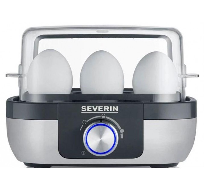 Яйцеварка Severin 420Вт, механічне керування, на 6 яєць, звуков., сигнал, пластик, сіро-чорний