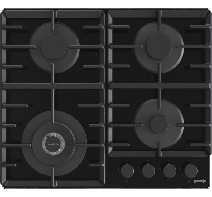 Варочная поверхность Gorenje газ на стекле, 60см, чугун, черный