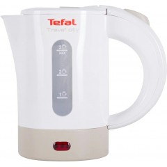Электрочайник Tefal Travel-o-city 0.5л, Strix, пластик, в комплекте 2 стакана + 2ложки, бело-бежевый