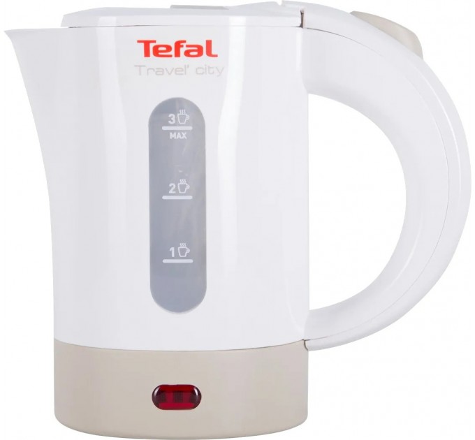 Электрочайник Tefal Travel-o-city 0.5л, Strix, пластик, в комплекте 2 стакана + 2ложки, бело-бежевый