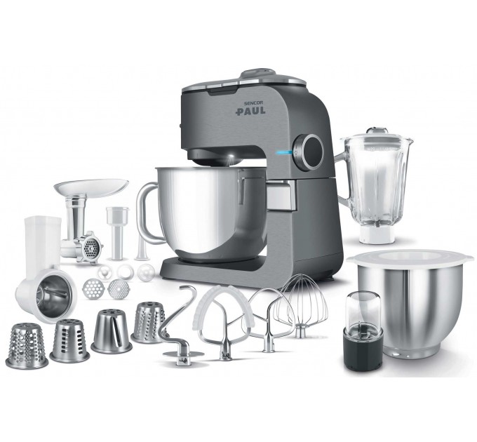 Кухонна машина Sencor Paul 1 1700Вт, чаша-метал, корпус-метал/пластик, насадок-20, метал