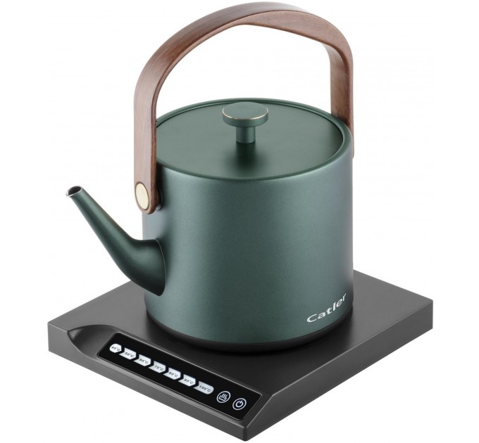 Электрочайник Catler 0.6л, Strix, заварник, нерж. сталь, поддержка температуры, сенс. управл., темно-зеленый
