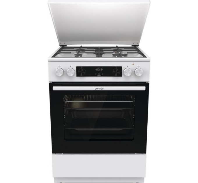 Плита Gorenje комби, 71л, 60x60см, дисплей, IconLed, чугун, белый