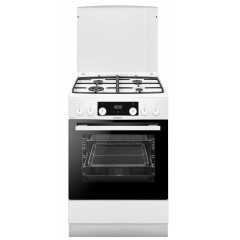 Плита Hansa комби, 77л, 60x60см, дисплей, конвекция, чугун, белый