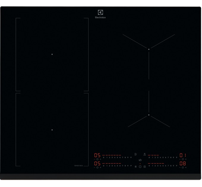 Варочная поверхность Electrolux индукционная, 60см, расширенная зона, датчик кипения, Hob2Hood, черный