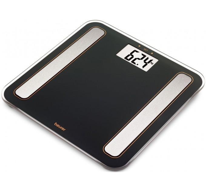 Весы Beurer напольные диагностические, 180кг, подсвеч., дисплея, 1хCR2032,стекло,черный