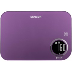 Ваги Sencor кухонні, 5кг, підключення до смартфону, AAAx2, пластик, фіолетовий