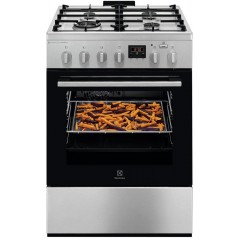 Плита Electrolux комбинированная, 58л, 60x60см, дисплей, конвекция, чугун, пар, нерж