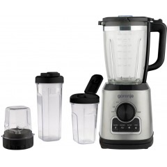 Блендер Gorenje стаціонарний 1400Вт, чаша-1750мл, додаткові ємкості, кавомолка, кришення льоду, приготування супу, імпульсний режим, метал
