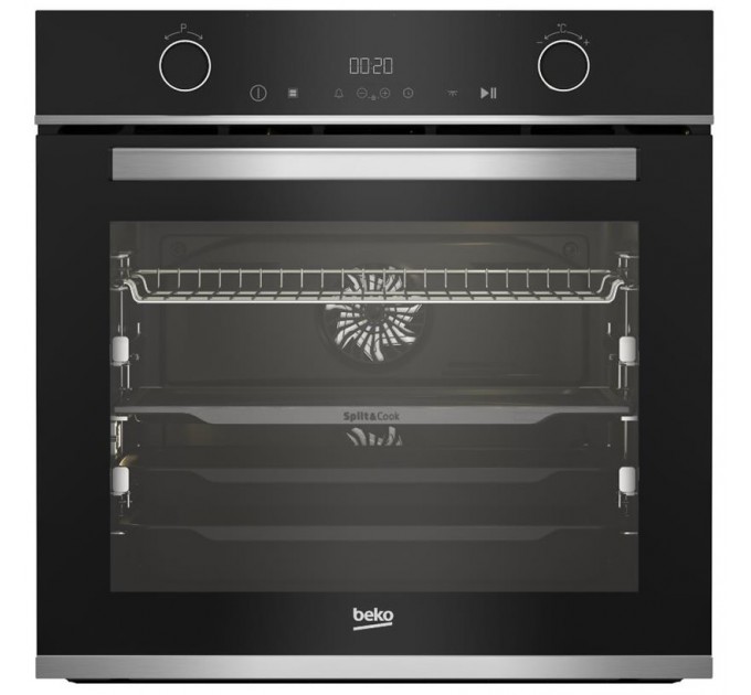 Духовой шкаф Beko электрический, 72л, A+, дисплей, конвекция, пар, 2 блюда, телескопические направляющие, нержавеющая сталь