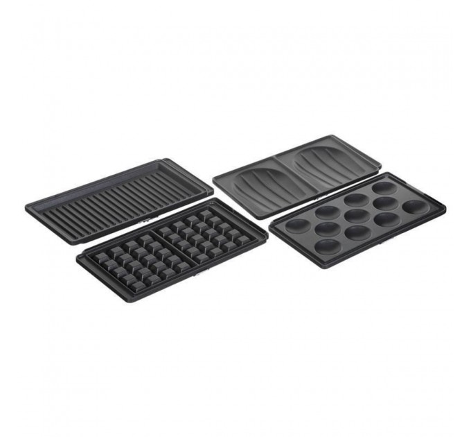 Мультимейкер Tefal Snack collection 700Вт, тефлон, 3 пластини, корпус-нержав.сталь/пластик, чорний