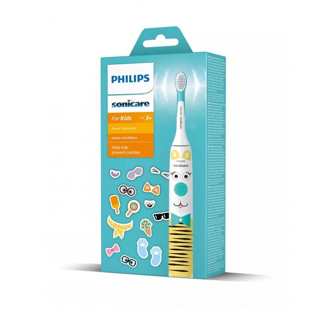 Щітка зубна електр. Philips, Philips Sonicare For Kids, для дітей, насадок-1, 2 комплекти наклейок, білий