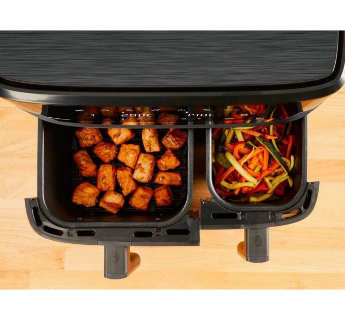 Мультипечь Moulinex Dual Easy Fry, 2700Вт, чаша-5.2+3.1л, сенсорное управл., 2 чаши, гриль, пластик, темно-серый