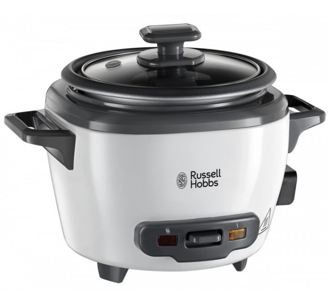 Рисоварка Russell Hobbs, 200Вт, чаша-0.7л, механическое управл., съемная крышка, нерж. сталь, черно-белый