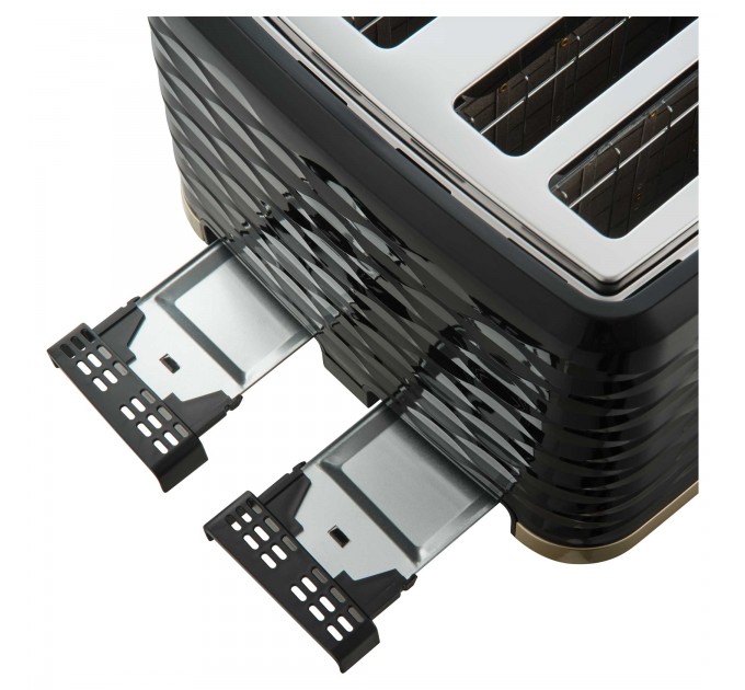 Тостер Sencor 1600Вт, подогрев, разморозка, 4 слота, пластик, черно-золотой