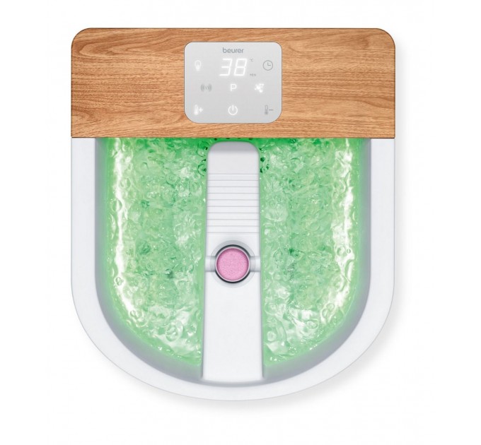Масажна ванночка Beurer для ніг, від мережі, 3 режими, 3 насадки, сенс. керув., біло-коричневий