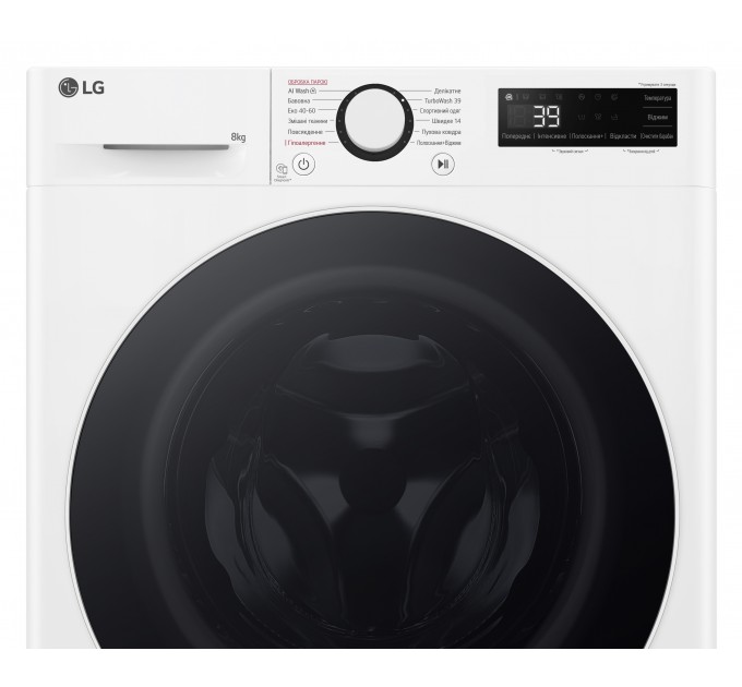 Стиральная машина LG фронтальная, 8кг, 1200, A, 48см, дисплей, пар, инвертор, белый