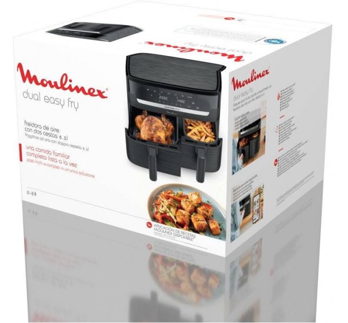 Мультипечь Moulinex Dual Easy Fry, 2700Вт, чаша-5.2+3.1л, сенсорное управл., 2 чаши, гриль, пластик, темно-серый