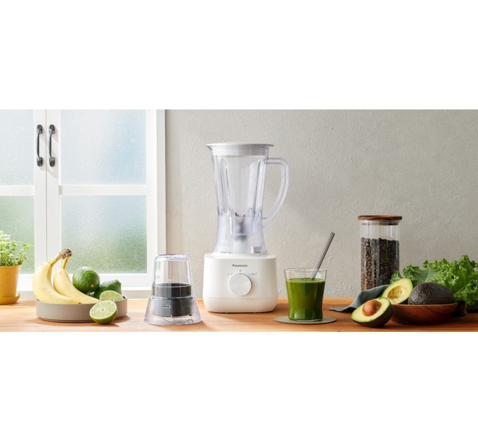 Блендер Panasonic стационарный, 450Вт, чаша-1350мл, мельн., для помола специй, белый