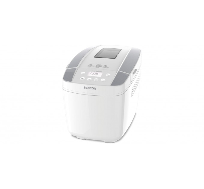 Хлебопечка Sencor 800Вт, программ-12, макс.вес -1.2кг, форма прямоугольник, пластик, белый