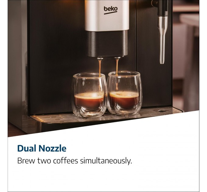 Кавомашина Beko 2.0л, зерно, ручний капучинатор, авторецептів - 5, чорний