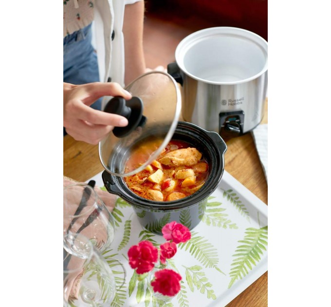 Повільноварка Russell Hobbs CompactHome, 145Вт, чаша-2л, механічне керув., знімна кришка, нерж. сталь, сірий